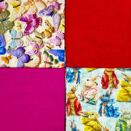 Pound A Metre 4 Fat Quarters 4 Piece Fat Quarter Bundle- 100% Cotton (Whimsical Animals)