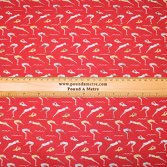 3 Metre Dressmaking Poly-Cotton - Seaside Edition - Swimmer - 45" wide Red
