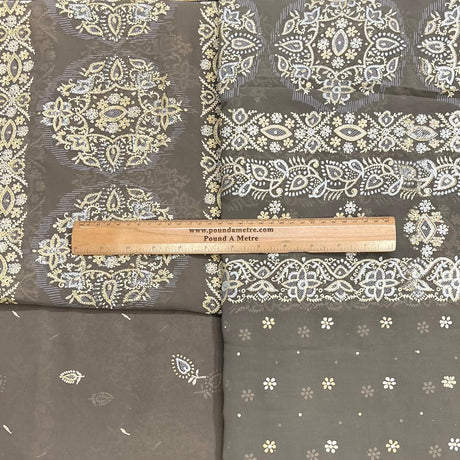Pound A Metre 5 Metre Printed Foil Chiffon Bundle – 45" Wide (Brown)