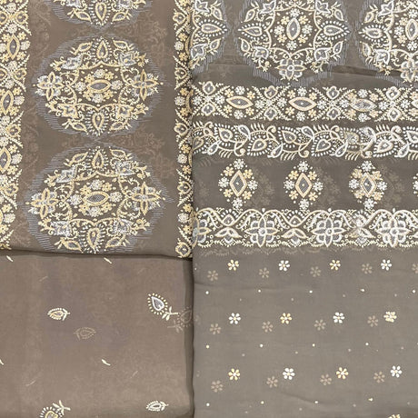 Pound A Metre 5 Metre Printed Foil Chiffon Bundle – 45" Wide (Brown)