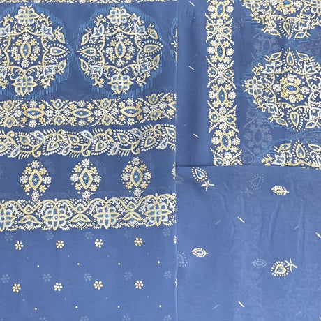 Pound A Metre 5 Metre Printed Foil Chiffon Bundle – 45" Wide (Denim Blue)