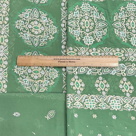 Pound A Metre 5 Metre Printed Foil Chiffon Bundle – 45" Wide (Green)