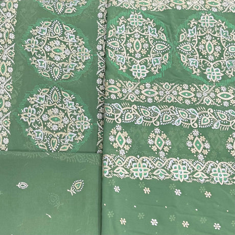Pound A Metre 5 Metre Printed Foil Chiffon Bundle – 45" Wide (Green)