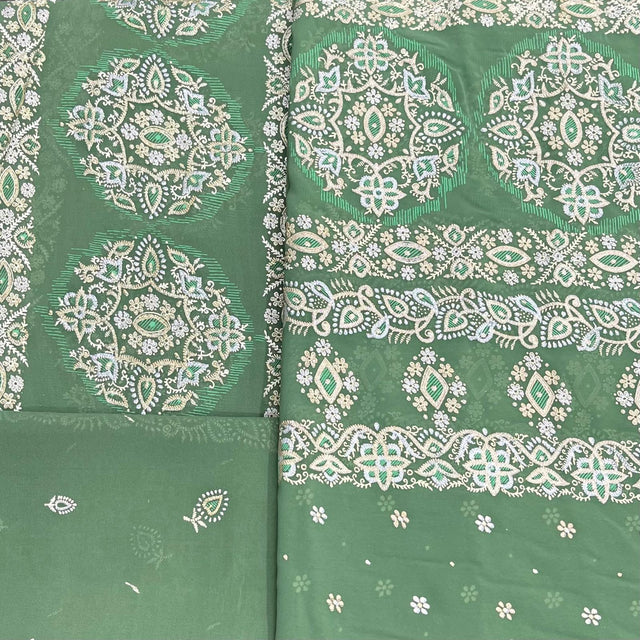Pound A Metre 5 Metre Printed Foil Chiffon Bundle – 45" Wide (Green)