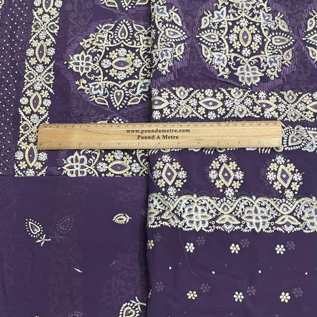 Pound A Metre 5 Metre Printed Foil Chiffon Bundle – 45" Wide (Purple)