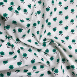 Pound A Metre 5 Metres Luxury Printed Cotton – 36" Wide-(White & Green Flower)