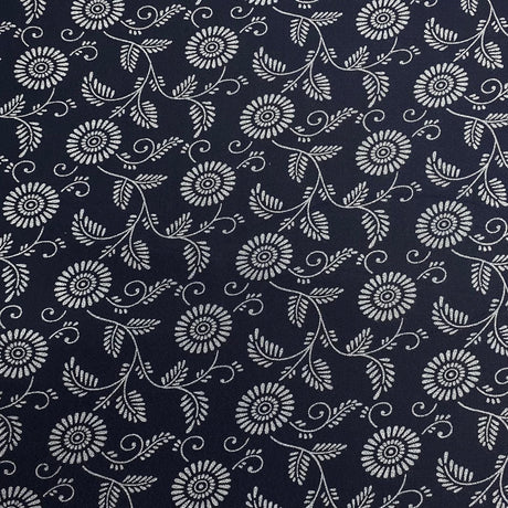 Pound A Metre 5 Metres Printed Alphine Fabric 36'' Wide - (Navy Bloom)