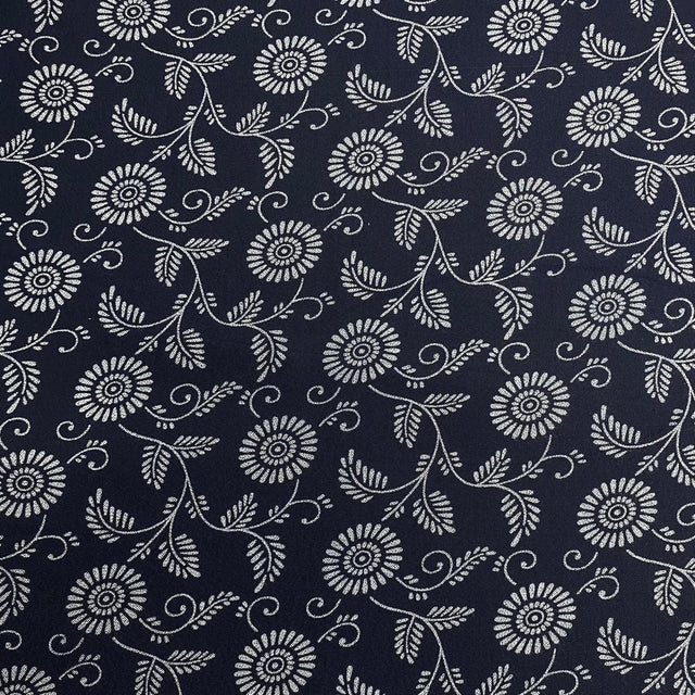 Pound A Metre 5 Metres Printed Alphine Fabric 36'' Wide - (Navy Bloom)
