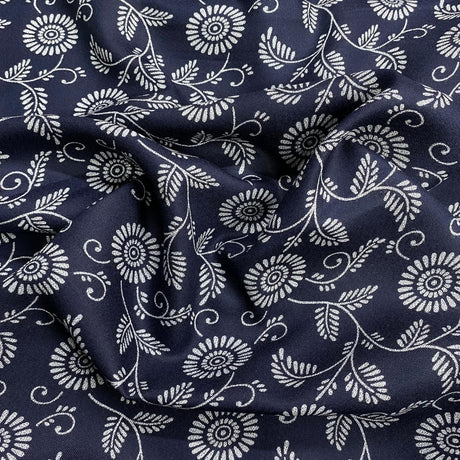 Pound A Metre 5 Metres Printed Alphine Fabric 36'' Wide - (Navy Bloom)