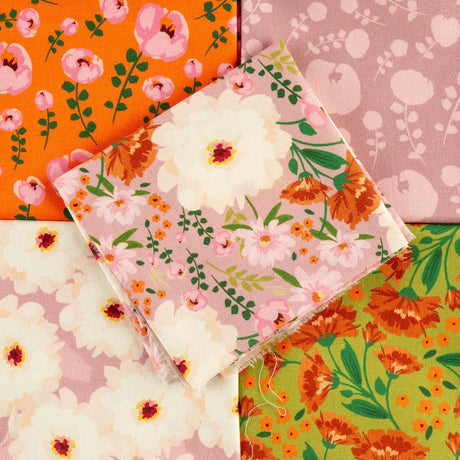5 Piece 100% Cotton Fabric Bundle- 'Harrogate Floral' (Fat Quarters or Half Metres) - Pound A Metre