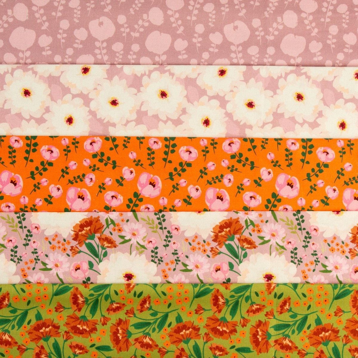 5 Piece 100% Cotton Fabric Bundle- 'Harrogate Floral' (Fat Quarters or Half Metres) - Pound A Metre