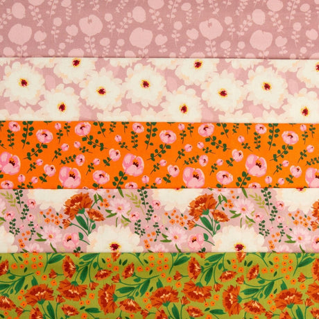 5 Piece 100% Cotton Fabric Bundle- 'Harrogate Floral' (Fat Quarters or Half Metres) - Pound A Metre