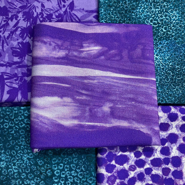 Pound A Metre 5 Fat Quarters 5 Piece Fat Quarter Bundle - 100% Cotton (Purple & Teal)