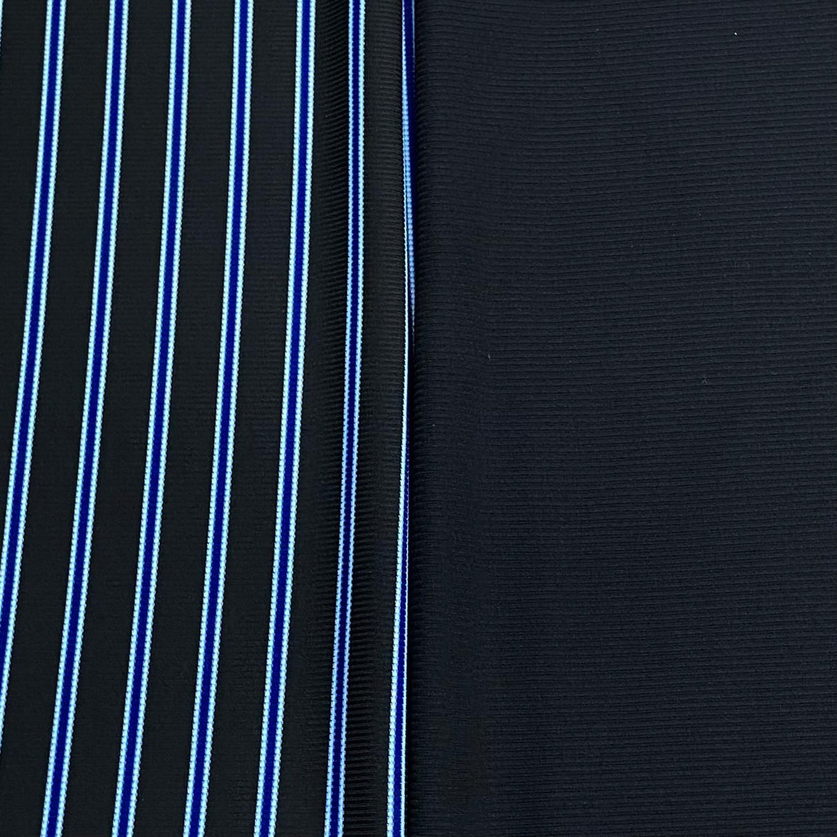 Pound A Metre 6 Metres 6 Metre Bundle – Luxurious Soft Viscose Jersey (1 Plain + 1 Printed) (Black & Blue)