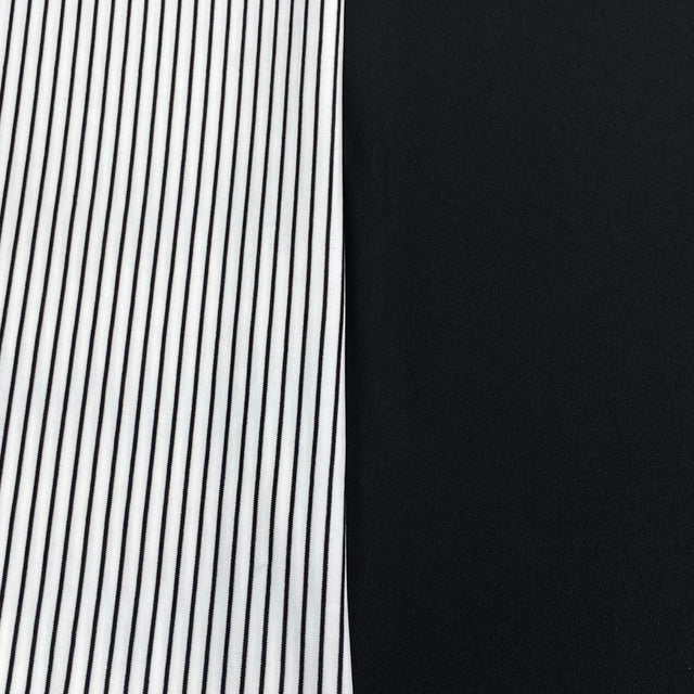 Pound A Metre 6 Metres 6 Metre Bundle – Luxurious Soft Viscose Jersey (1 Plain + 1 Printed) (Black & White)
