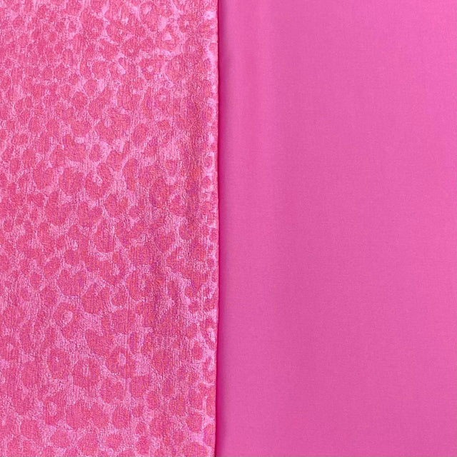 Pound A Metre 6 Metres 6 Metre Bundle – Luxurious Soft Viscose Jersey (1 Plain + 1 Printed) (Pink)