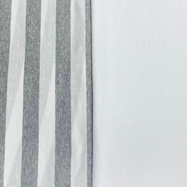 Pound A Metre 6 Metres 6 Metre Bundle – Luxurious Soft Viscose Jersey (1 Plain + 1 Printed) (White & Grey)