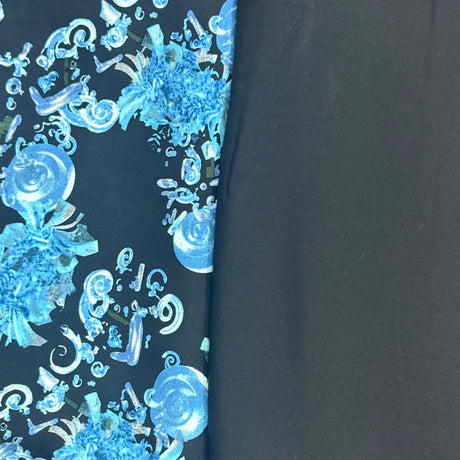 Pound A Metre 6 Metres, Dressmaking Printed & Plain Viscose Bundle- 55" Wide (Black)