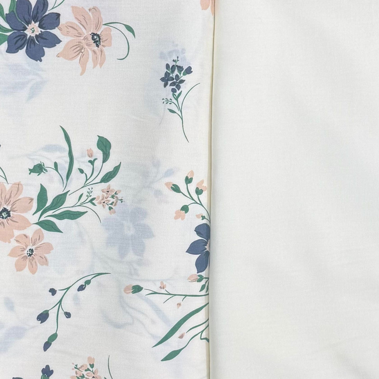 Pound A Metre 6 Metres, Dressmaking Printed & Plain Viscose Bundle- 55" Wide (Cream)