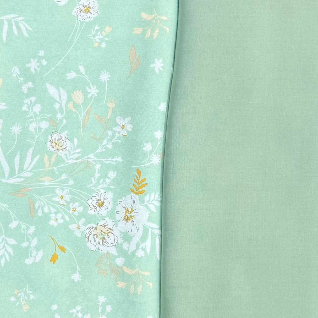 Pound A Metre 6 Metres, Dressmaking Printed & Plain Viscose Bundle- 55" Wide (Green)