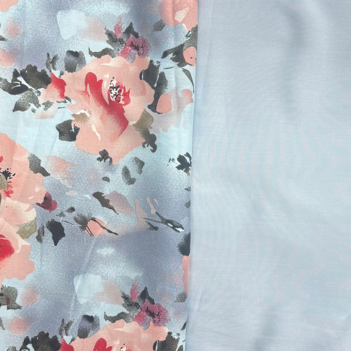 Pound A Metre 6 Metres, Dressmaking Printed & Plain Viscose Bundle- 55" Wide (Sky)