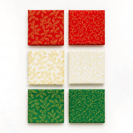 Pound A Metre 6 Piece 100% Cotton Fat Quarter Bundle- Christmas 2
