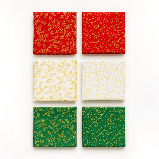 Pound A Metre 6 Piece 100% Cotton Fat Quarter Bundle- Christmas 2