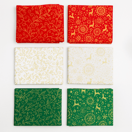 Pound A Metre 6 Piece 100% Cotton Fat Quarter Bundle- Christmas 3