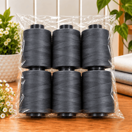 Pound A Metre 6 x 5000m Large Overlocking Sewing Thread Bundle (Charcoal)