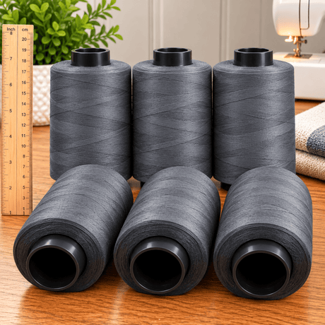 Pound A Metre 6 x 5000m Large Overlocking Sewing Thread Bundle (Charcoal)