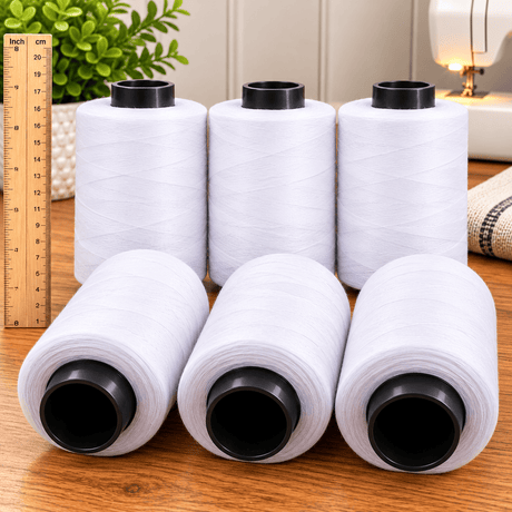 Pound A Metre 6 x 5000m Large Overlocking Sewing Thread Bundle (White)