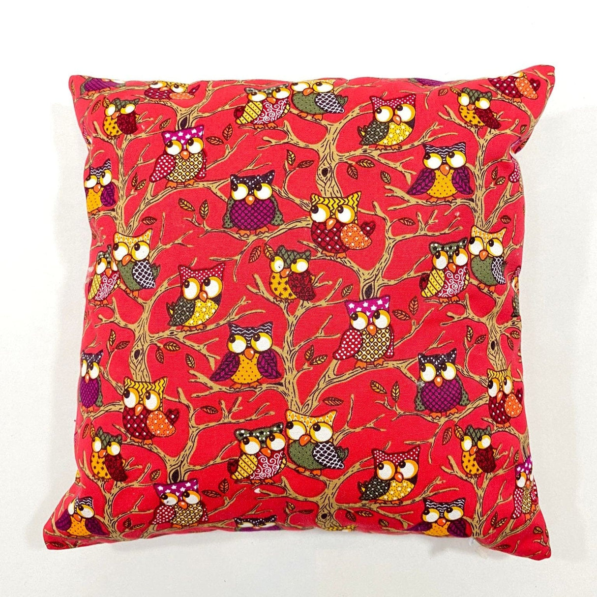 Pound A Metre 9cm x 9cm, Printed Cotton Canvas Miniature Cushions (Red Owls)