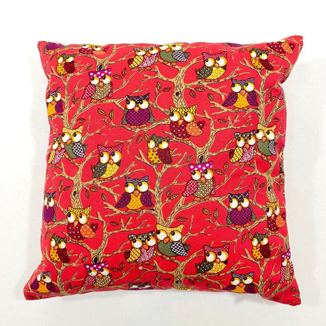 Pound A Metre 9cm x 9cm, Printed Cotton Canvas Miniature Cushions (Red Owls)