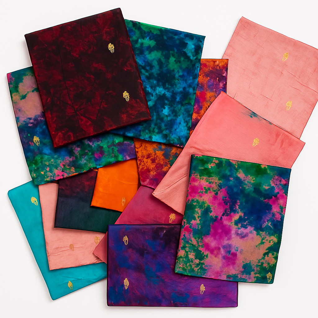 12 x 100% Pure Silk Scarves- Assorted Colours- Min Size- 85cm x 85cm