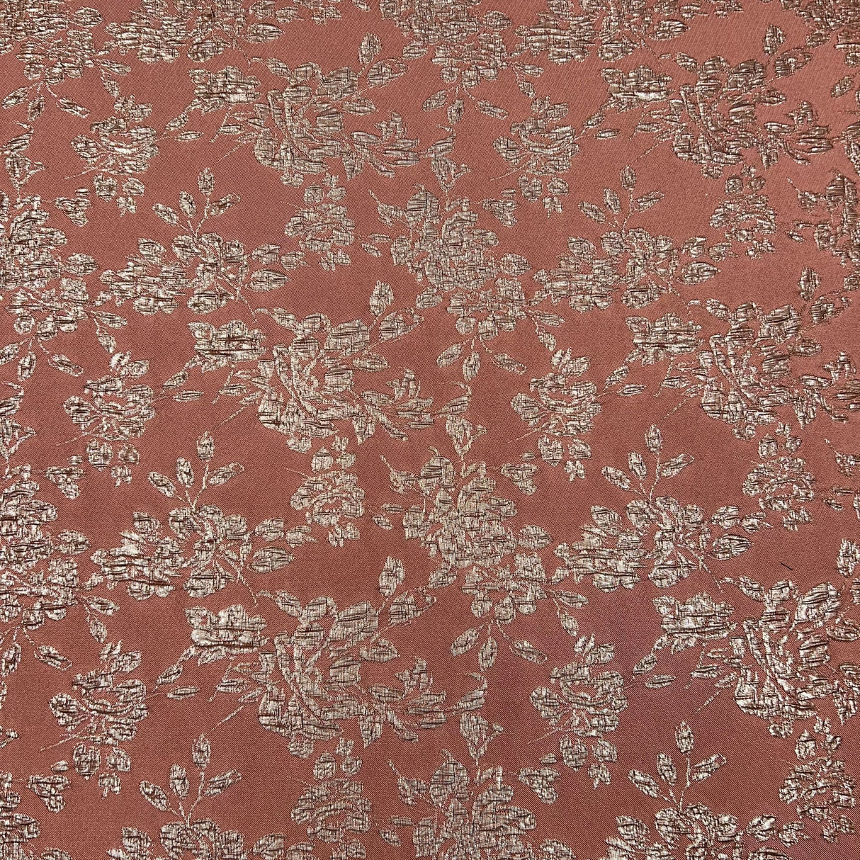 Per Metre Luxury Floral Brocade- 55” Wide (Terracotta Leaves)