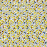 Per Metre Luxury Dressmaking 100% Cotton Lawn- 60" (Yellow & Grey Floral)