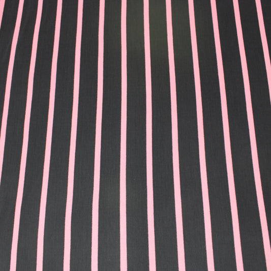 3 Metres All-Season Cotton Blend Striped T-Shirt Jersey -  55" Black & Pink