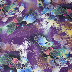 3 Metre Luxury Gold Foil Floral Sateen ‘Enchanted’ - 55" Wide Purple