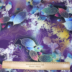3 Metre Luxury Gold Foil Floral Sateen ‘Enchanted’ - 55" Wide Purple