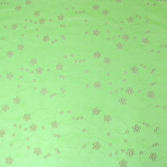 3 Metres Classic 21 Wale Floral Embroidered Corduroy 55" Wide Green