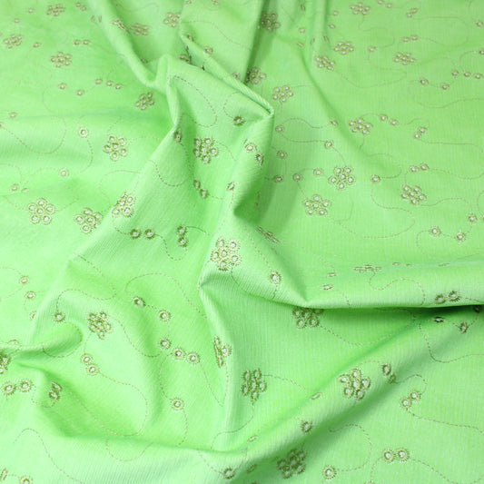 3 Metres Classic 21 Wale Floral Embroidered Corduroy 55" Wide Green