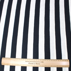 3 Metres All-Season Cotton Blend Striped T-Shirt Jersey -  55" Black & Cream