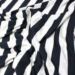 3 Metres All-Season Cotton Blend Striped T-Shirt Jersey -  55" Black & Cream
