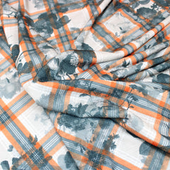 3 Metres Dressmaking Textured Chequered Light Jersey-  55" Wide Grey & Orange