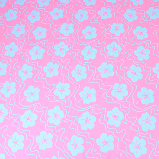 3 Metre Satin Effect Floral Lycra Jersey 55" Wide Pink
