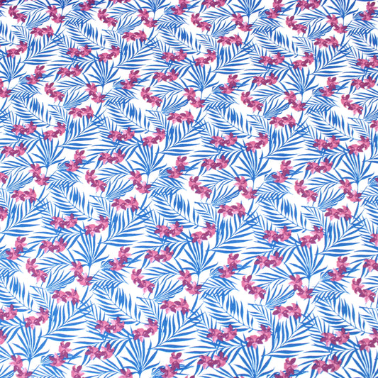 3 Metre Premium 100% Digital Quilting Cotton - Palm - 44" Wide White