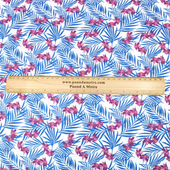 3 Metre Premium 100% Digital Quilting Cotton - Palm - 44" Wide White