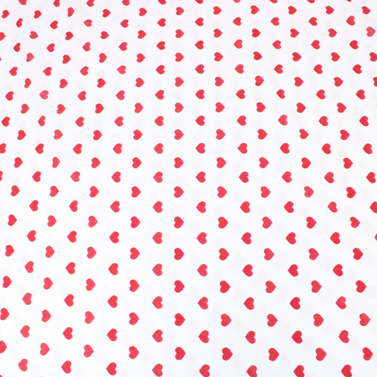 3 Metres Soft Textured Heart Scuba Jersey - 55" Wide White & Red