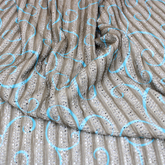 3 Metre Premium Anglaise Ribbed Floral Jersey - 55" Wide Brown