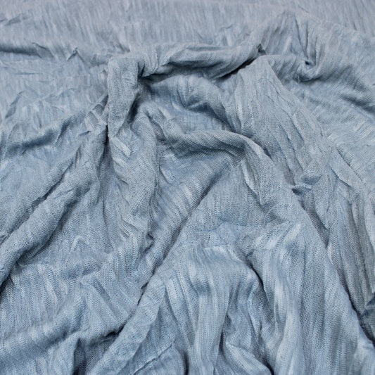3 Metres Crinkle Knit Light Weight Jersey- 55" Wide Dusky Blue
